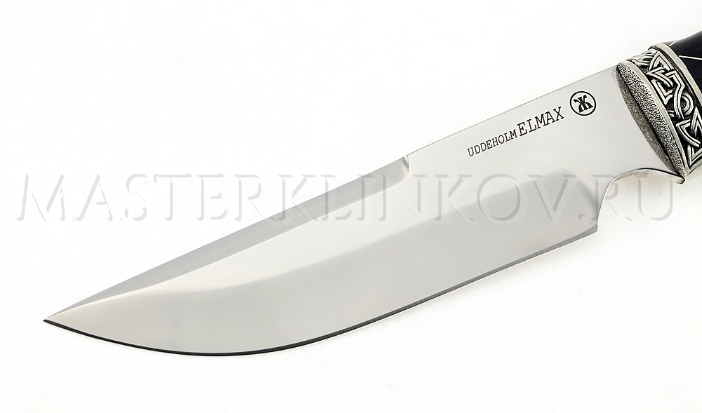 Нож из порошковой стали Elmax Золотоискатель, черный граб, сетка