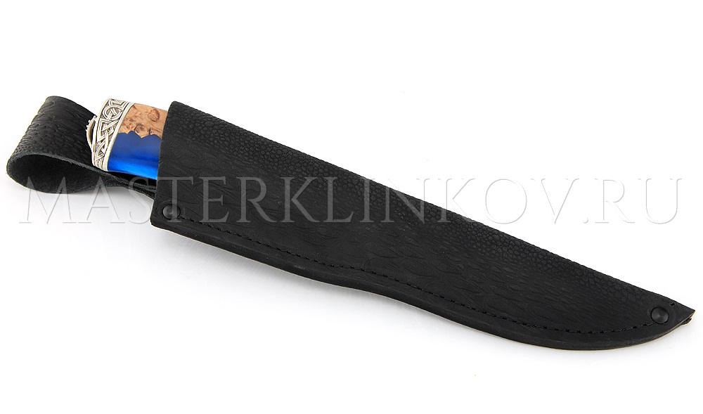 Нож из дамасской стали Золотоискатель, камень, рукоять- карельская береза, композит