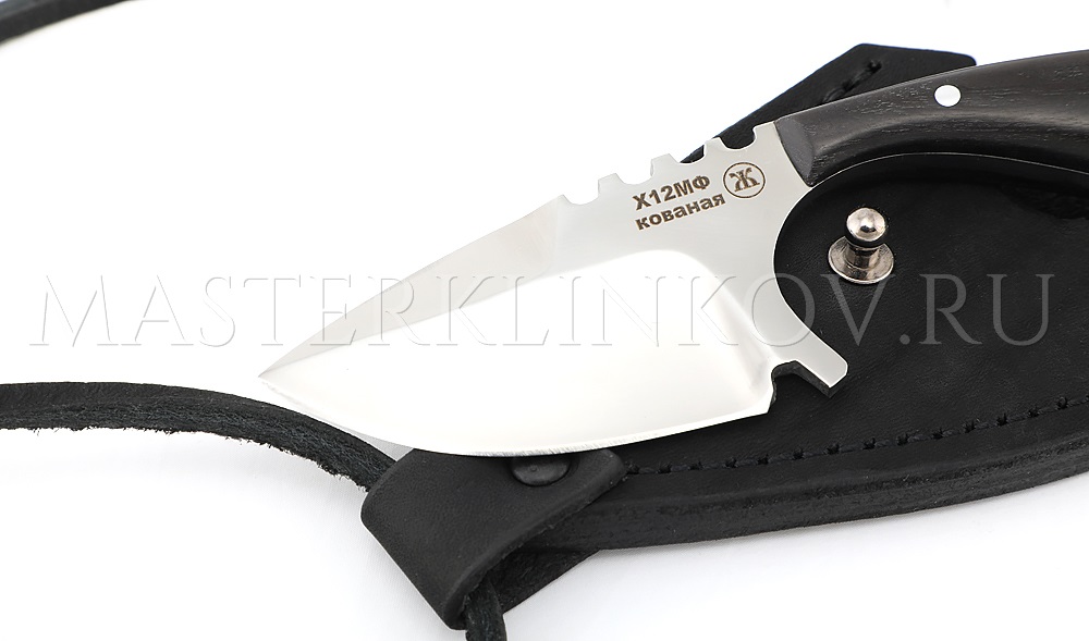Нож шейный из стали Х12МФ, граб, цельнометаллический