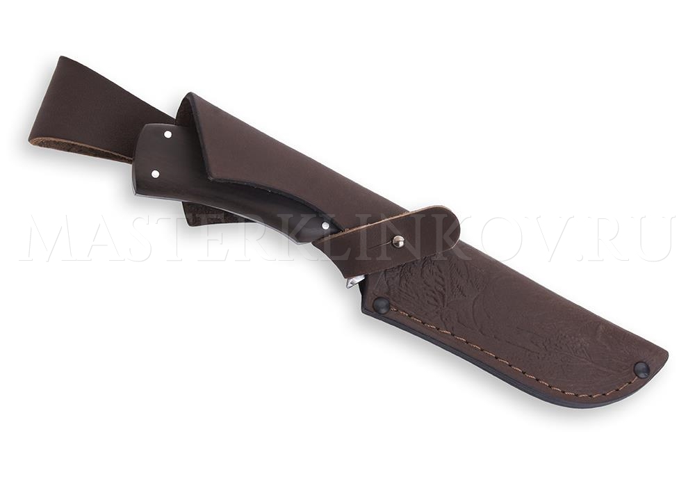 Нож цельнометаллический из порошковой стали Vanadis 10 Бобр, рукоять — черный граб