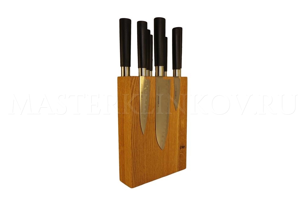 Угловая магнитная подставка для 8 ножей, покрытие - натуральный лак