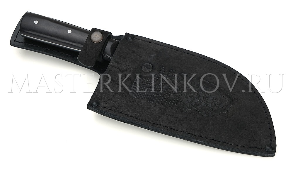 Тяпка-нож Сербская из стали Х12МФ, цельнометаллическая, рукоять - граб, тонкая