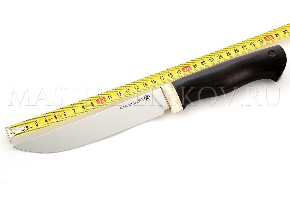 Нож из порошковой стали Elmax Лань, рукоять - черный граб, рог лося