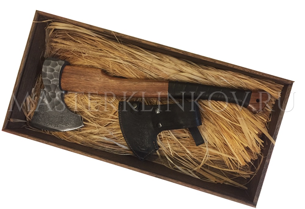 Кованый топор №09, углерод + ХВГ, оформление под камень