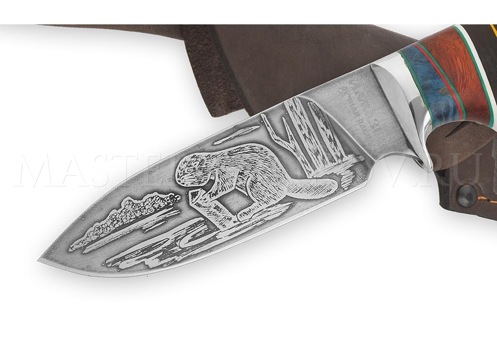 Нож из стали ХВ5 Бобр, рукоять — черный граб и падук, литье