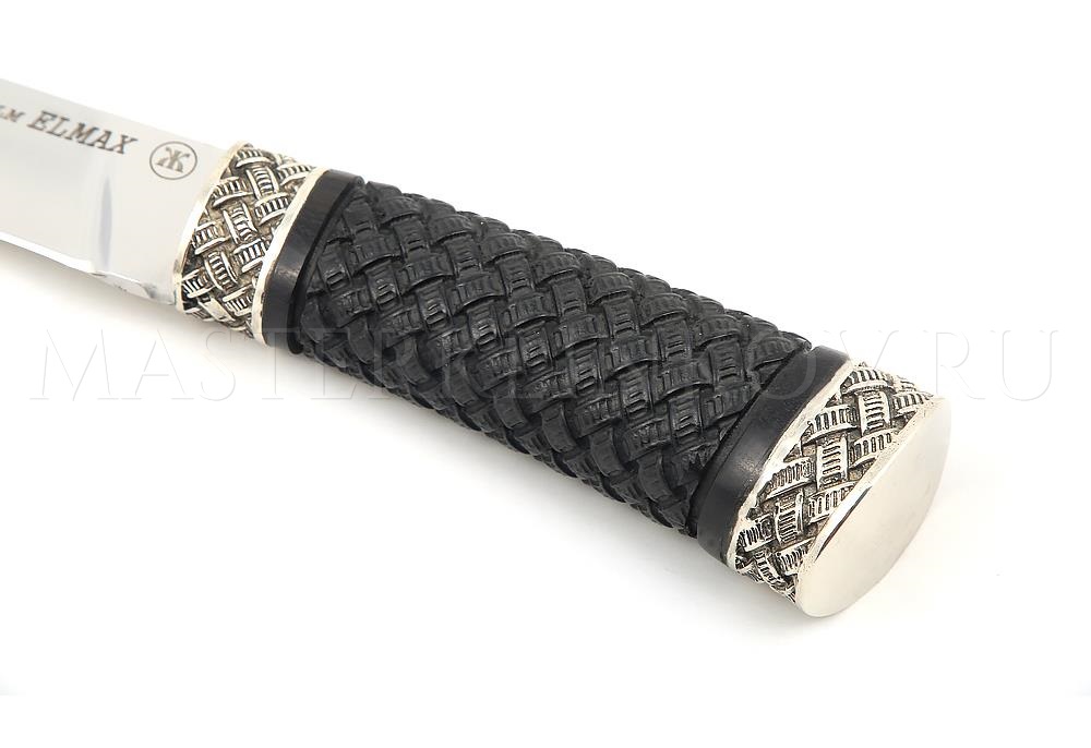 Нож из порошковой стали Elmax Лань, рукоять - черный граб, резьба, литье
