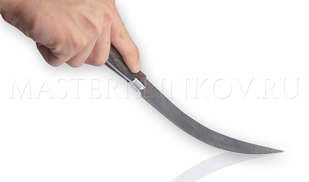 Нож филейный кованый из дамасской стали, 200 мм, рукоять - венге