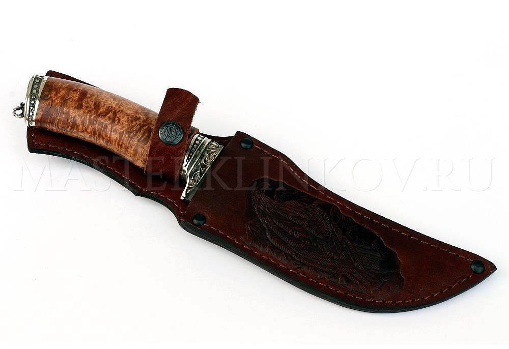 Нож из порошковой стали Vanadis 10 Восток, рукоять — карельская береза,  литье