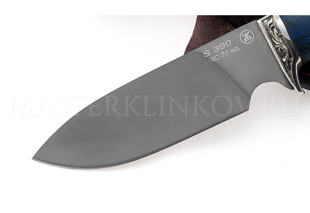 Нож из порошковой стали Böhler S390 Бобр, рукоять — стаб. карельская береза, литье