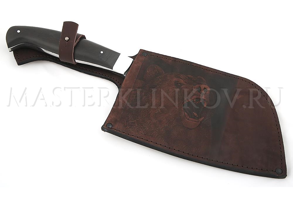 Тяпка цельнометаллическая из дамасской стали, оформление - камень