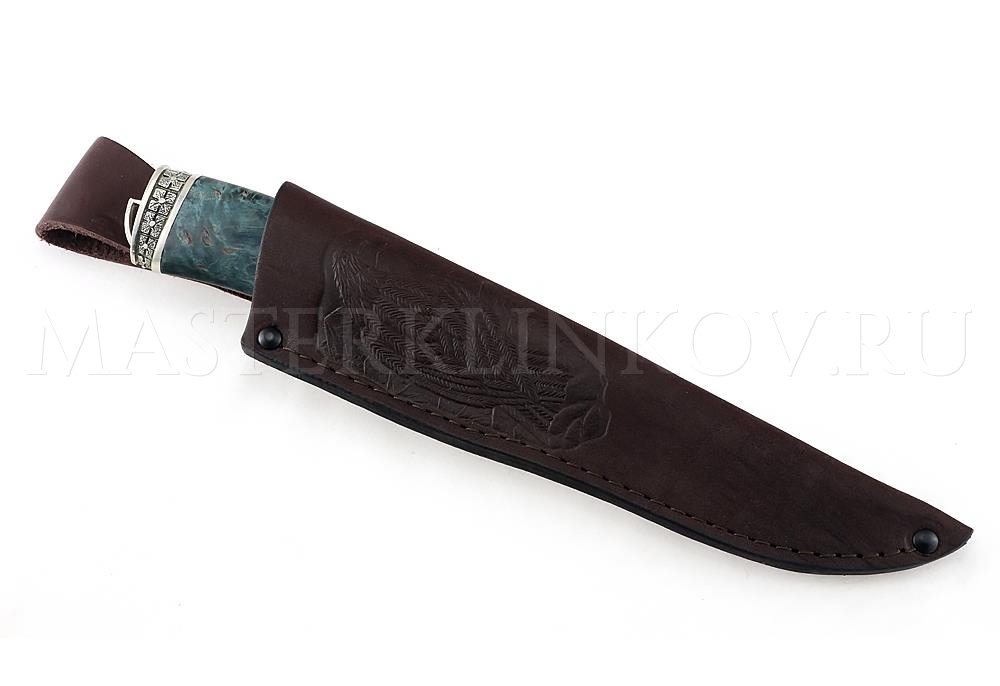 Нож из порошковой стали Böhler S390 Медведь, рукоять — стаб. карельская береза, литье