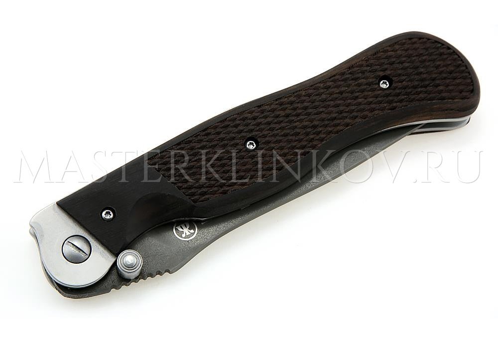 Нож складной из булатной стали - 006 Снайпер, рукоять - черный граб, резьба