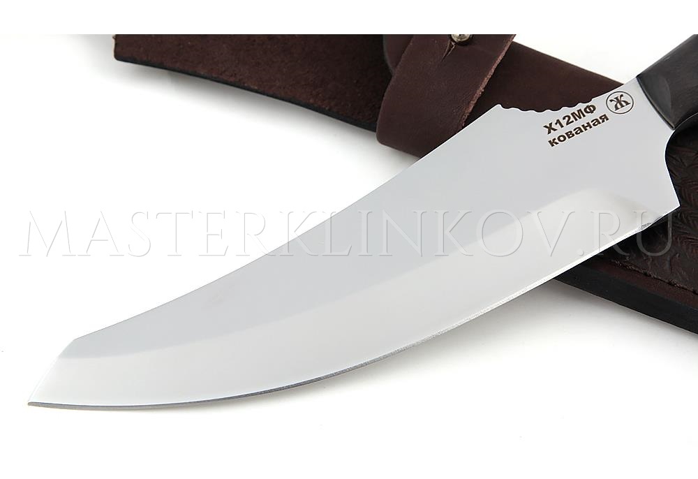 Нож из стали Х12МФ Шеф-повар №10, рукоять - черный граб