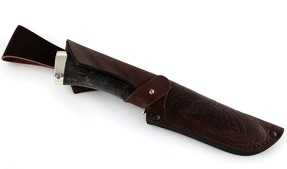 Нож из порошковой стали Böhler S390 Бобр, рукоять —  черный граб, мельхиор