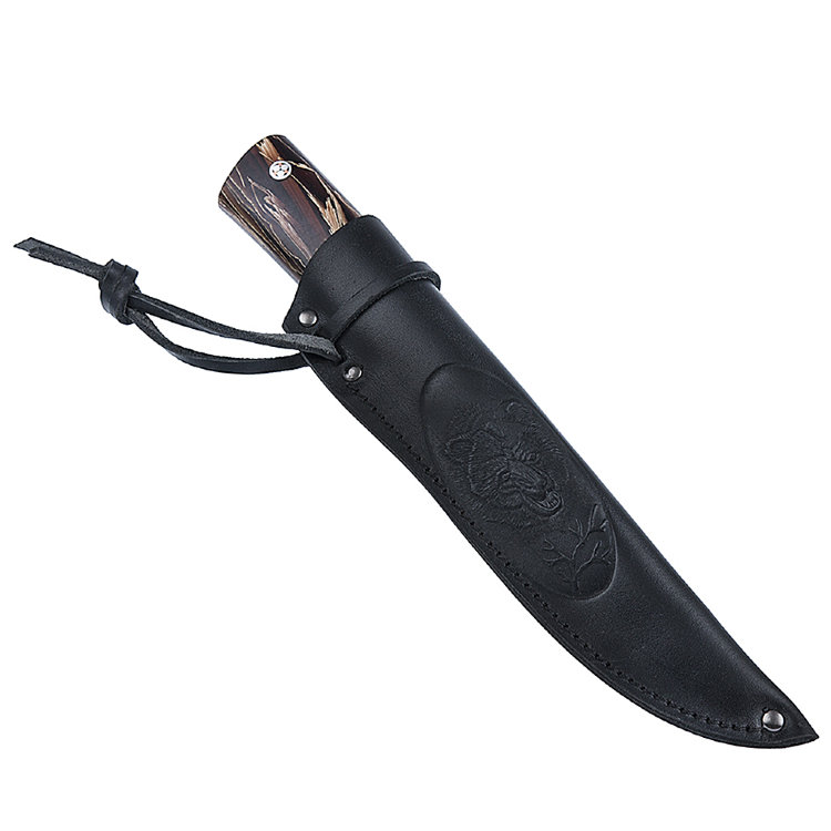 Нож из стали Х12МФ Якут малый, рукоять - стабилизированные листья кукурузы, акрил