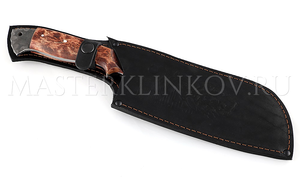 Тяпка цельнометаллическая из стали Х12МФ, рукоять - карельская береза