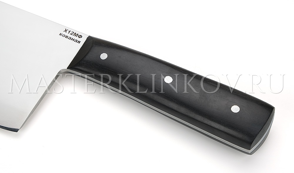 Тяпка-нож Сербская из стали Х12МФ, цельнометаллическая, рукоять - граб, тонкая