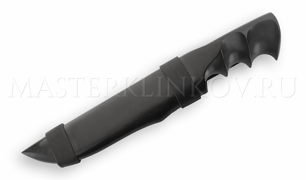 Нож Егерь из дамасской стали, каменный век, деревянные ножны