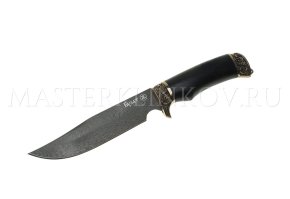 Нож из булатной стали «Фрегат», рукоять - черный граб, литье бронза