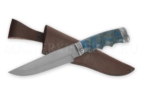 Нож из порошковой стали Vanadis 10 Медведь, рукоять под пальцы — стаб. карельская береза, литье