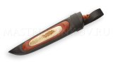 Нож из дамасской стали Егерь, камень, долы, черный граб, рог лося