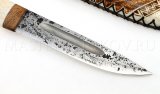 Нож из стали 9ХС Якут малый, рукоять - рог лося, резьба
