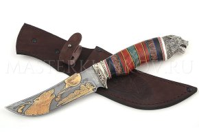 Нож из алмазной стали Восток, золочение, рукоять - комбинированная, наборная, литье