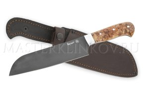 Нож кухонный из булатной стали Шеф-повар №6, 180 мм, карельская береза