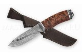 Нож из дамасской стали Бобр, рукоять - карельская береза, литье