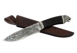 Нож из дамасской стали Беркут, гравировка, рукоять - венге, резьба, литье Волк