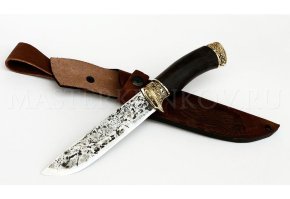 Нож из стали 9ХС Клык, рукоять — черный граб, литье
