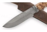 Нож из порошковой стали Vanadis 10 Волк, рукоять под пальцы — карельская береза,  литье