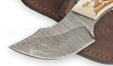 Нож из дамасской стали Носорог цельнометаллический, рукоять - рог лося