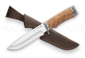 Нож из порошковой стали Elmax Скат, рукоять - карельская береза, литье