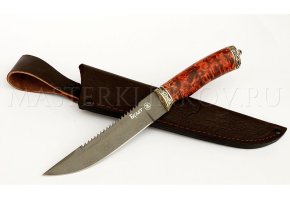 Нож из булатной стали Лань, рукоять - карельская береза, литье