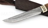 Нож из дамасской стали Осетр, долы, камень, карельская береза, литье Кобра