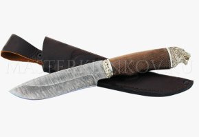 Нож из дамасской стали Волк, рукоять - венге, литье