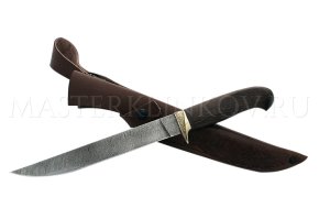 Нож филейный кованый из дамасской стали №3, 200 мм, рукоять - венге