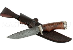 Нож из дамасской стали Лазутчик, рукоять орех, литье