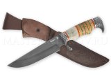 Нож из булатной стали «Кадет», рукоять - рог лося, карельская береза