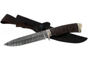 Нож из дамасской стали Пехотный, рукоять - венге, литье