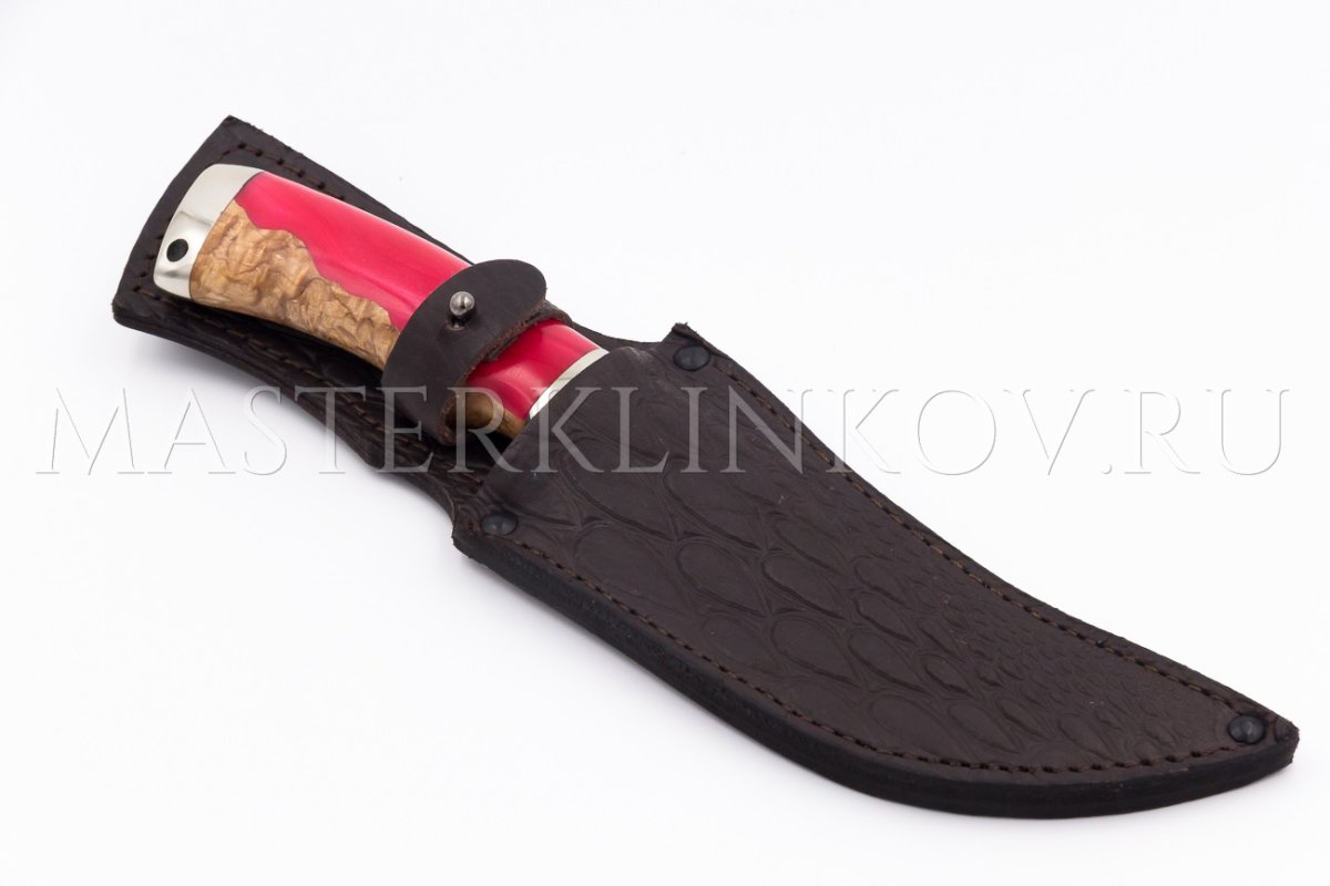 Нож Восток, мозаичный ламинат, рукоять - акрил, карельская береза, мельхиор
