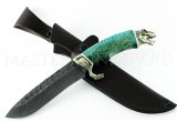 Нож из дамасской стали Галеон, карельская береза, литье Динозавр