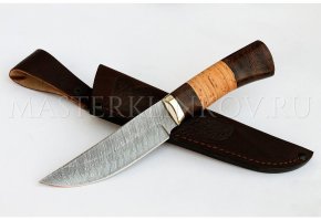 Нож из дамасской стали Егерь, рукоять - венге, береста