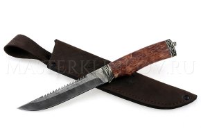 Нож из дамасской стали Лань пила, карельская береза, литье
