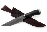 Нож из порошковой стали Böhler K390 Медведь, рукоять — черный граб, литье мельхиор
