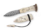 Нож из дамасской стали Homo Sapiens, камень, рог лося