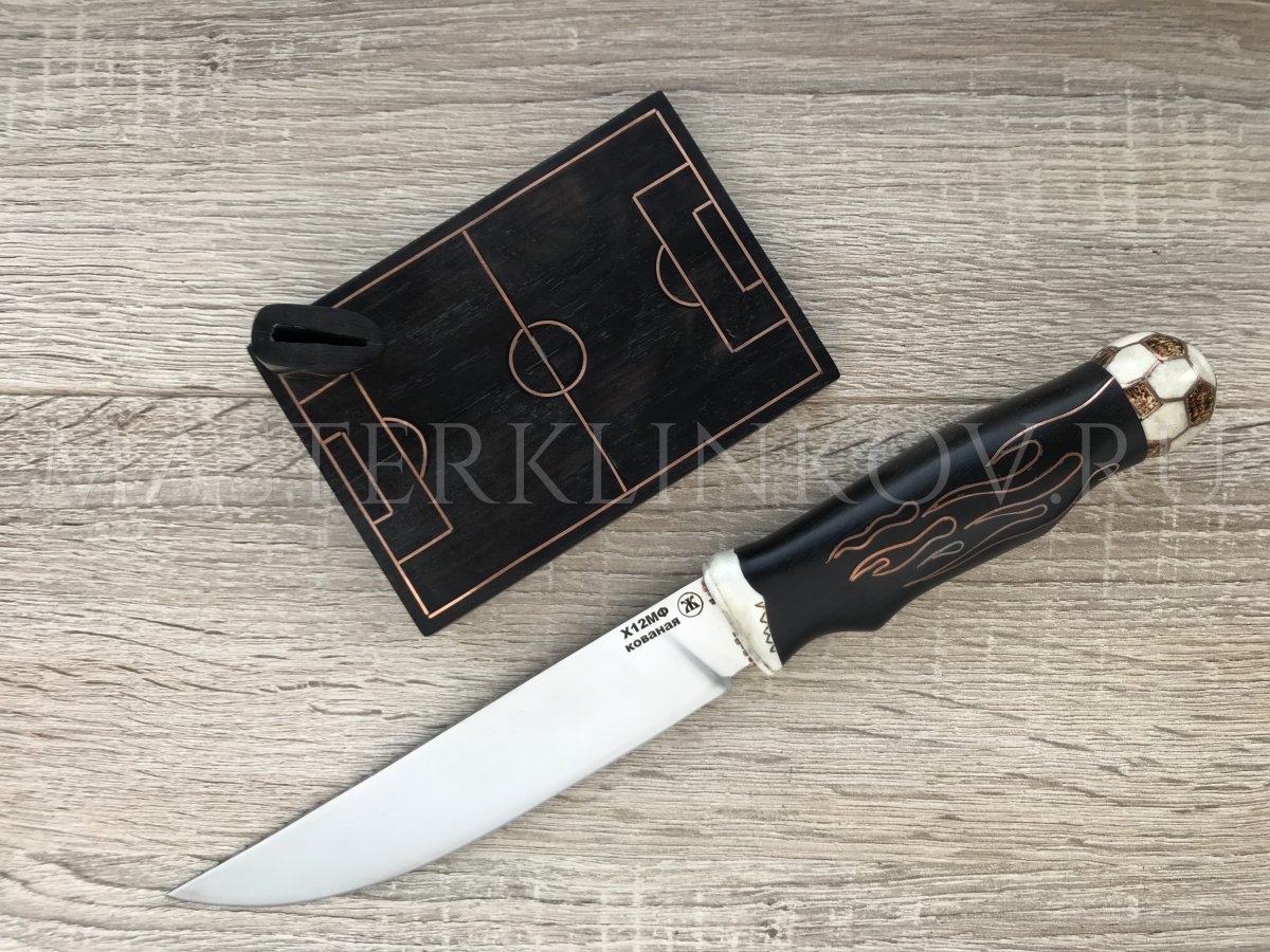 Композиция Футбол из стали Х12МФ, черный граб, рог лося