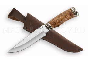 Нож из порошковой стали М390 Медведь, рукоять - карельская береза, литье