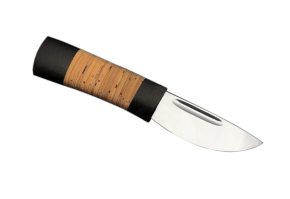 Нож из стали Х12МФ Якут шкуросъемный, рукоять - черный граб, береста